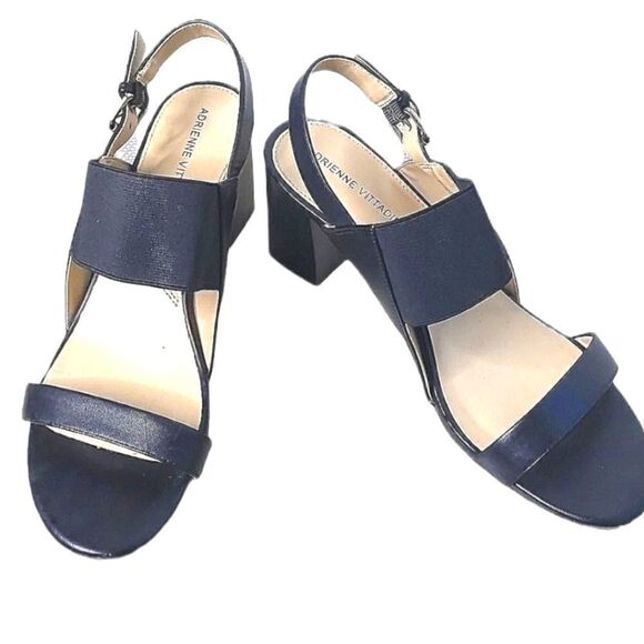 Adrienne Vittadini Strappy Black Leather Sandals size 9.5 - Picture 2 of 12